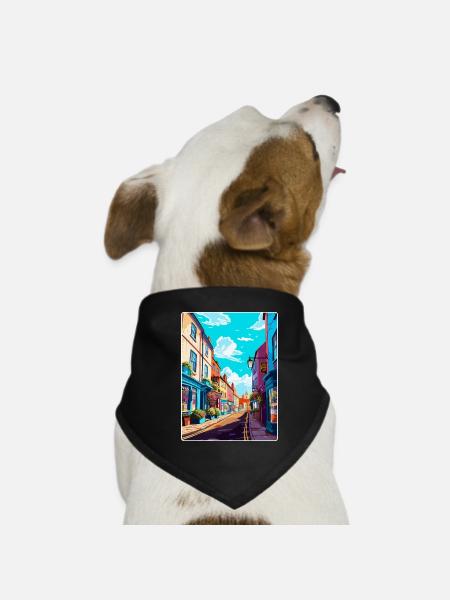 Frome England Uk Vintage Reise Poster Souvenir - Hunde-Bandana - Schwarz - Vorne