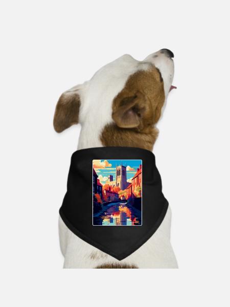 Durham England Uk Vintage Reiseposter Souvenir - Hunde-Bandana - Schwarz - Vorne
