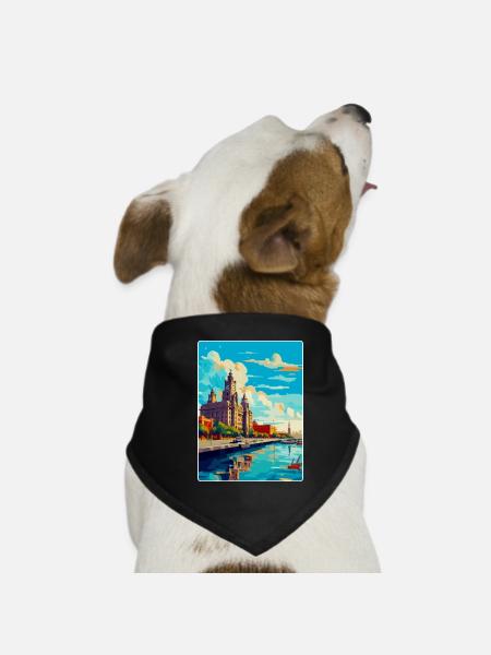 Liverpool Uk Vintage Reise Poster Souvenir WPA - Hunde-Bandana - Schwarz - Vorne