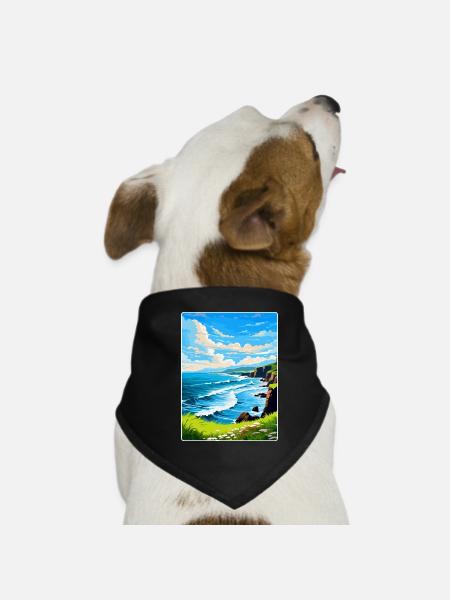 North Coast 500 Scotland Uk Vintage Travel Poster - Dog Bandana - black - Front
