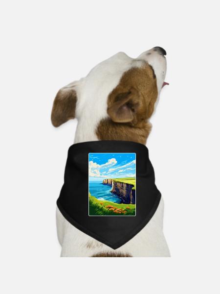 Bempton Cliffs England Uk Vintage Reiseposter - Hunde-Bandana - Schwarz - Vorne