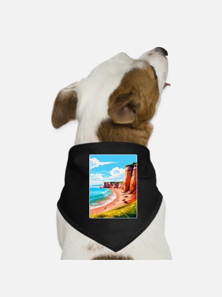 Torquay Cliffs England Uk Vintage Reiseposter - Hunde-Bandana - Schwarz - Vorne