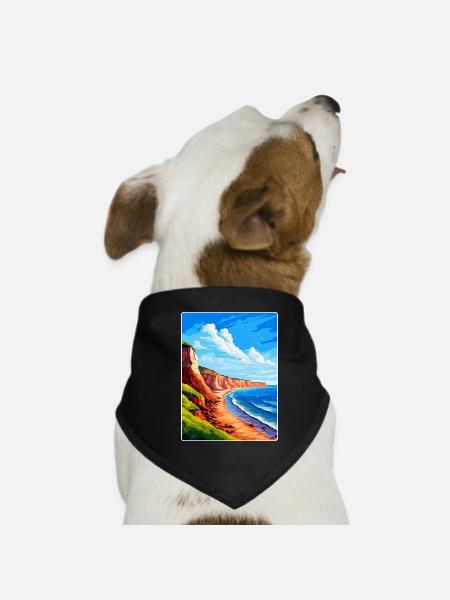 Torquay Cliffs England Uk Vintage Reiseposter - Hunde-Bandana - Schwarz - Vorne