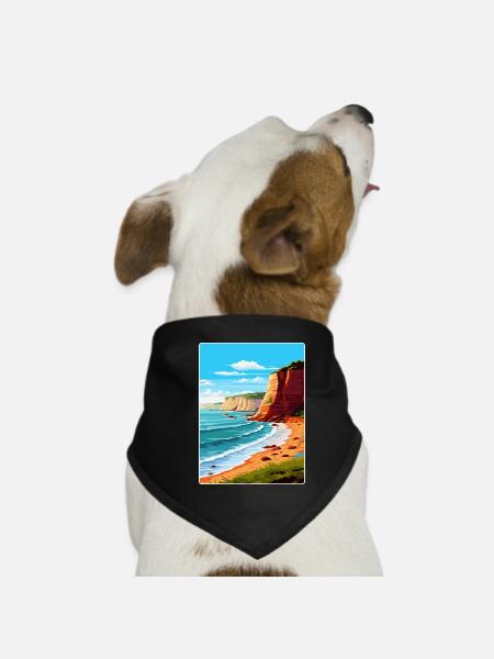 Torquay Cliffs England Uk Vintage Reiseposter - Hunde-Bandana - Schwarz - Vorne