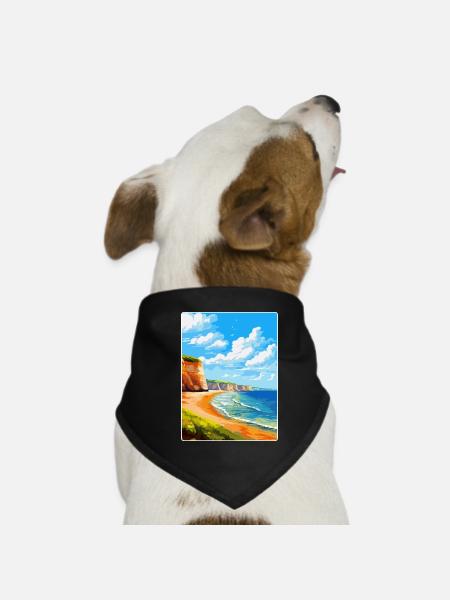 Torquay Cliffs England Uk Vintage Reiseposter - Hunde-Bandana - Schwarz - Vorne
