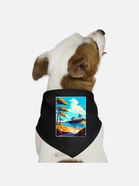 Brijuni Nationalpark Kroatien Reiseplakat WPA - Hunde-Bandana - Schwarz - Vorne