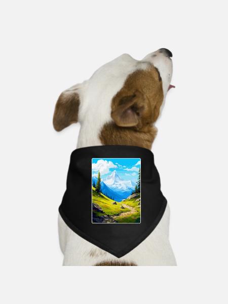 Gran Paradiso Italy Vintage Travel Poster Souvenir - Dog Bandana - black - Front