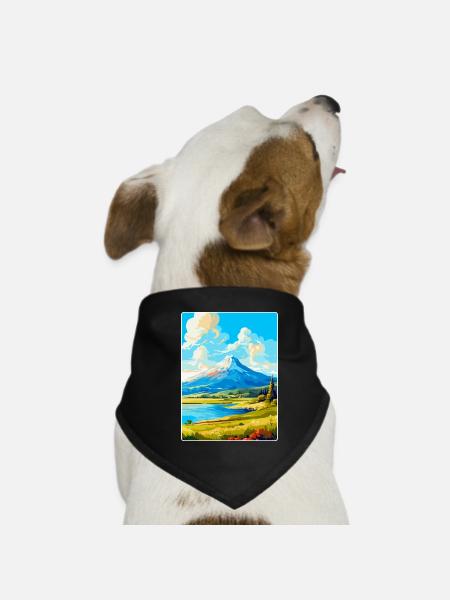 Berg Dirfi Griechenland Vintage Reiseplakat Souvenir - Hunde-Bandana - Schwarz - Vorne
