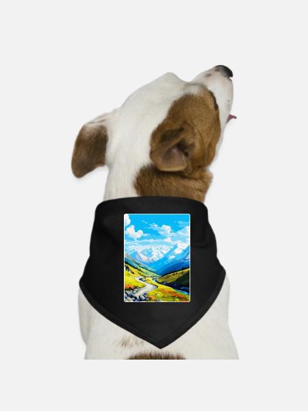 Stilfser Joch Italien Vintage Reiseposter WPA Souvenir - Hunde-Bandana - Schwarz - Vorne