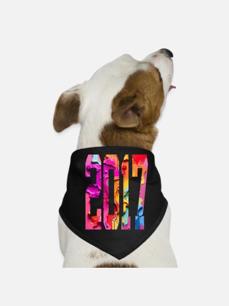 COLORFUL 9TH BIRTHDAY 2017 - Dog Bandana - black - Front