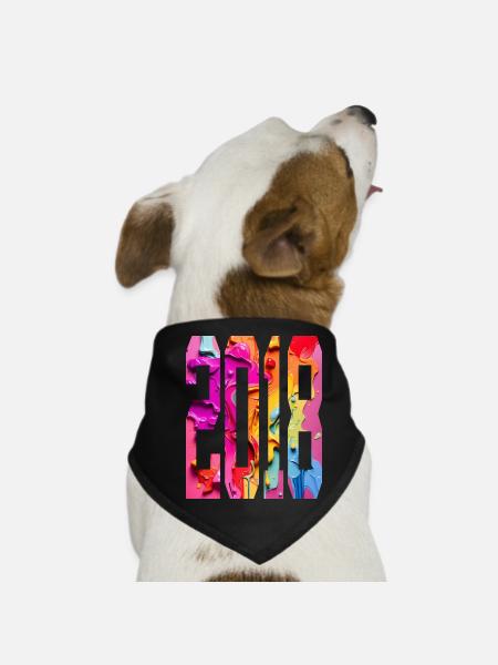 COLORFUL 8TH BIRTHDAY 2018 - Dog Bandana - black - Front