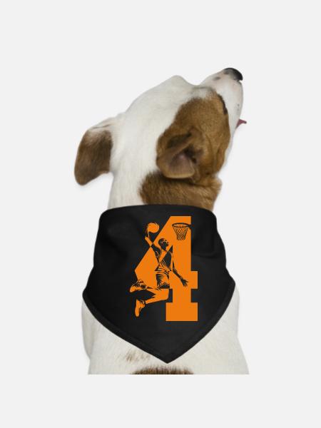 NUMBER 4 BASKETBALL 4TH BIRTHDAY - Dog Bandana - black - Front