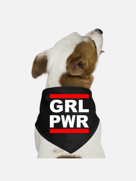 Girl Power "GRL PWR" - Zeig deine Stärke! - Hunde-Bandana - Schwarz - Vorne