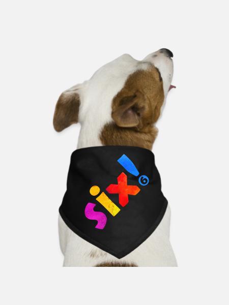 SIX 6 YEARS 6TH BIRTHDAY - Dog Bandana - black - Front