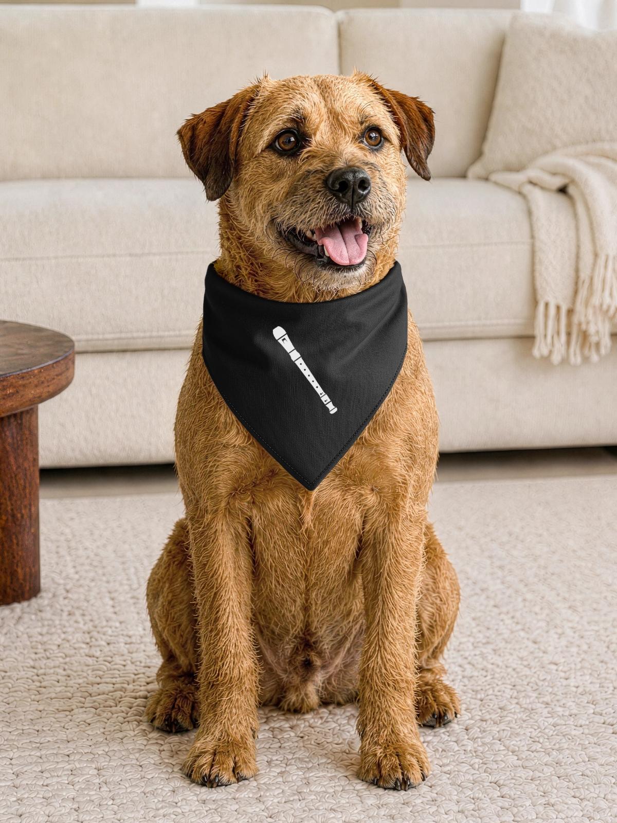 Flöte - Hunde-Bandana Dreieckstuch - Schwarz - Vorne