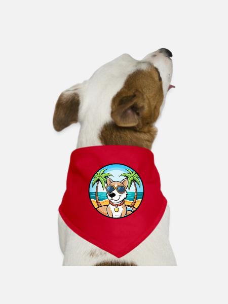 Ariege Pointer Hund Rasse Cartoon Sonnenbrille Strand - Hunde-Bandana - Rot - Vorne