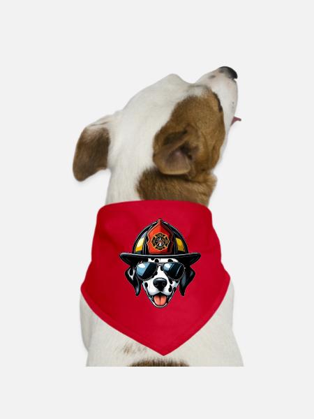 Fire Brigade Dalmatians - Dog Bandana - red - Front