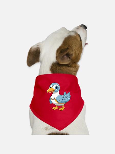Albatross Niedliche Maskottchen Zeichentrickfigur Kawaii - Hunde-Bandana - Rot - Vorne