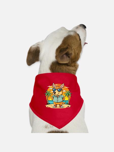 Erdferkel Lustige Cartoon Sommer Strand Sonnenbrille - Hunde-Bandana - Rot - Vorne