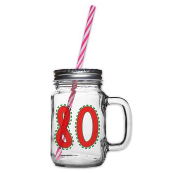 80. 80 ANS. 80e ANNIVERSAIRE. ANNIVERSAIRE 80 ANS. - Bocal à boisson - transparent - Droite
