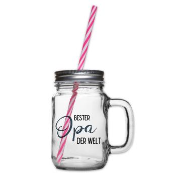 Bester Opa der Welt - Spruchdesign - Henkelglas mit Schraubdeckel - Klar - Rechts