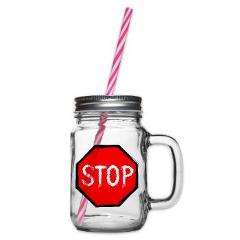 Stop Schild Vektor - Henkelglas mit Schraubdeckel - Klar - Rechts