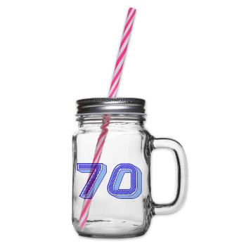 70. 70 YEARS. 70th ANNIVERSARY. 70 YEARS ANNIVERSARY. - Glass jar with handle and screw cap - clear - Right