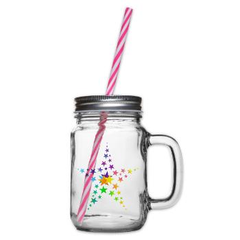 Sterne bunte Sterne viele Sterne - Henkelglas mit Schraubdeckel - Klar - Rechts