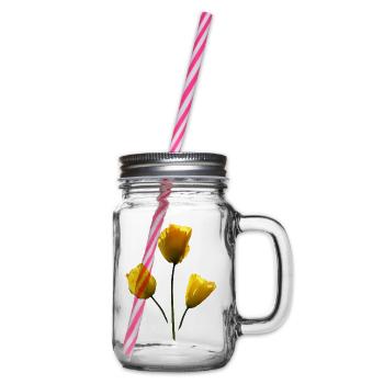 gelbe Mohnblumen gelber Mohn - Henkelglas mit Schraubdeckel - Klar - Rechts
