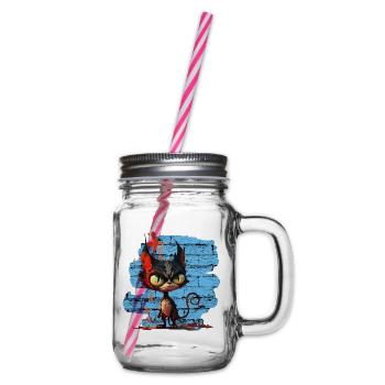 Lustige Katze - Henkelglas mit Schraubdeckel - Klar - Rechts