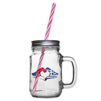 Serbia Greece flag hands heart shape used - Glass jar with handle and screw cap - clear - Right