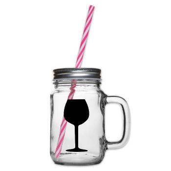 Wine Glass Black Grapevine Wine Gift - Glass jar with handle and screw cap - clear - Right