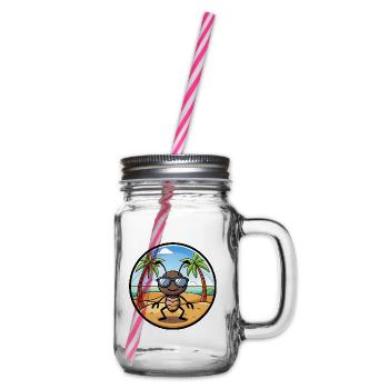 Ameise lustige Cartoon Sommer Strand Sonnenbrille Aufkleber - Henkelglas mit Schraubdeckel - Klar - Rechts
