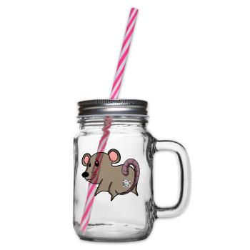 Maus Arsch - Maus Hintern - Henkelglas mit Schraubdeckel - Klar - Rechts
