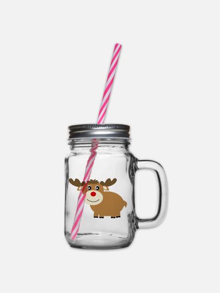 Rentier Weihnachten - Henkelglas mit Schraubdeckel - Klar