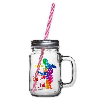 Geschickter Diabolo Zirkusartist - Henkelglas mit Schraubdeckel - Klar - Rechts