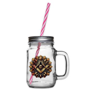 Masonic Logo - Glass jar with handle and screw cap - clear - Right
