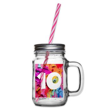 NON. 10 NUMÉRO 10 COLORÉ 10E ANNIVERSAIRE - Bocal à boisson - transparent - Droite
