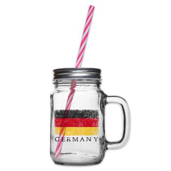 Deutschland Deutsche Flagge Deutschlandflagge - Henkelglas mit Schraubdeckel - Klar - Rechts