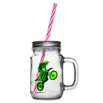enduro grün - Henkelglas mit Schraubdeckel - Klar - Rechts