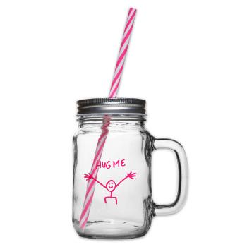 Umarme mich Umarmung Strichmännchen Geschenk - Henkelglas mit Schraubdeckel - Klar - Rechts