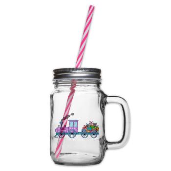 Children's train railway with trailer pink - Glass jar with handle and screw cap - clear - Right