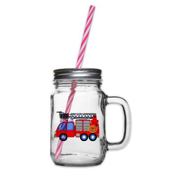 Fire engine children - Glass jar with handle and screw cap - clear - Right