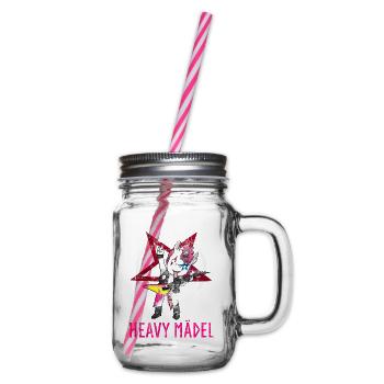 Heavy Mädel Metal Einhorn Mädchen Rock - Henkelglas mit Schraubdeckel - Klar - Rechts
