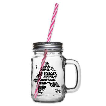 Hockey Goalie Word Art Typography - Glass jar with handle and screw cap - clear - Right