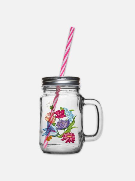 Frühling Flowers - Henkelglas mit Schraubdeckel - Klar