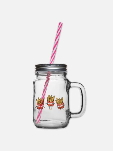Personalisierte Pommes - Henkelglas mit Schraubdeckel - Klar