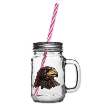 Adler, Falke, Greifvogel aus Falknerei, braun - Henkelglas mit Schraubdeckel - Klar - Rechts
