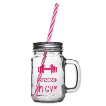 Princess Gym saying - Princess in the gym - Glass jar with handle and screw cap - clear - Right