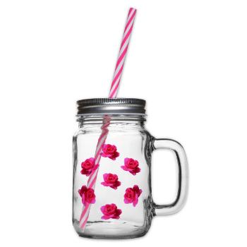 pink roses - Henkelglas mit Schraubdeckel - Klar - Rechts